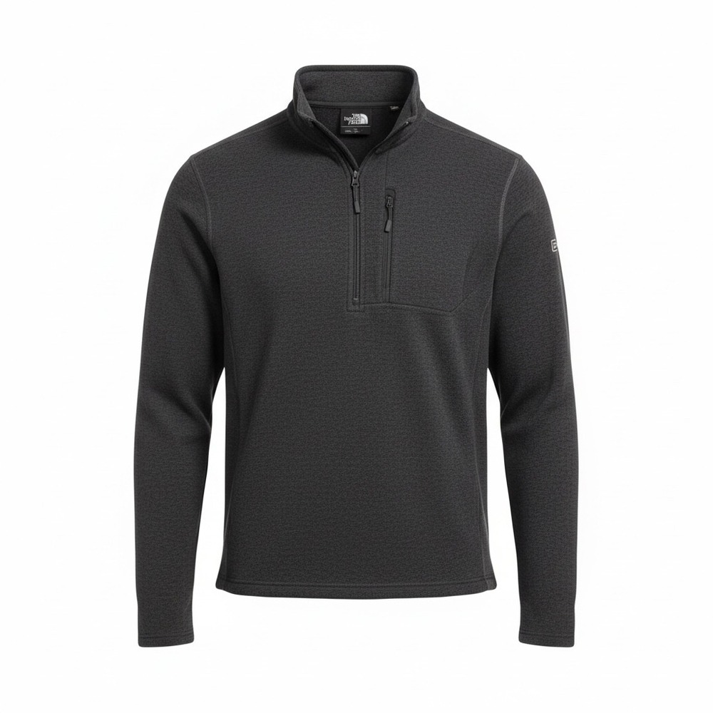 The North Face Mens XL Grey Quarter Zip Fleece Pullover Hensel Phelps Logo